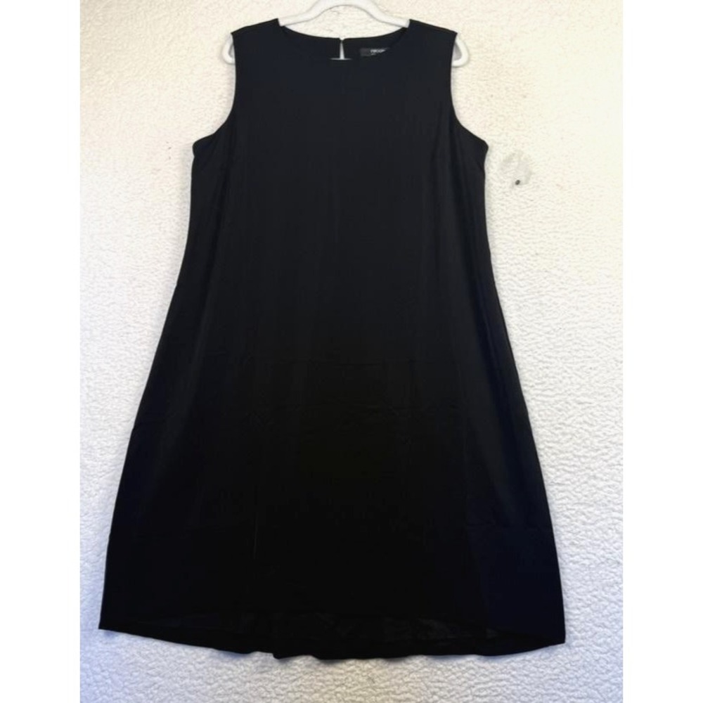 Nicole By Nicole Miller Dress Womens Large Black Sleeveless Shift Lined LBD Work